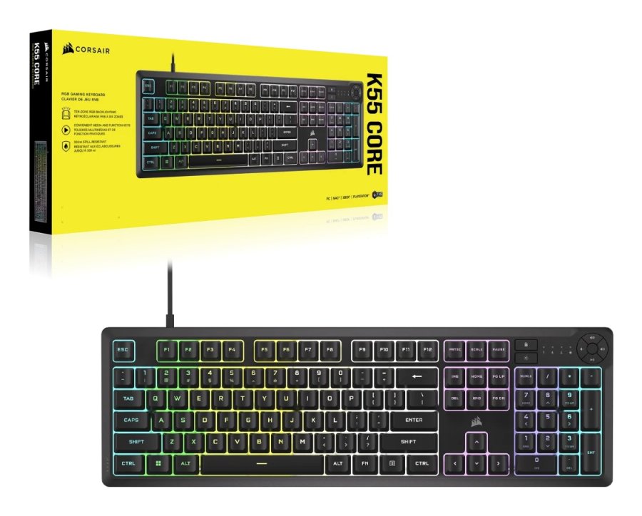 Corsair K55 CORE RGB tastatur Spil USB QWERTY US engelsk Sort #5