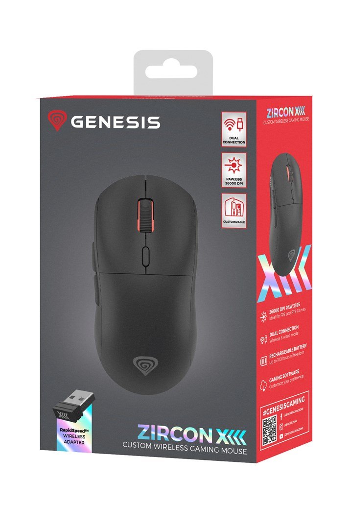 GENESIS Zircon XIII mus Spil Ambidextrous RF Wireless + USB Type-C Optisk 26000 dpi #8