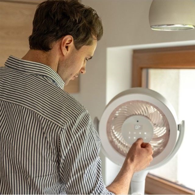 Gestusstyret ventilator MPM HL-WP-03, 12-trins luftstr�msregulering, digitalt LED-display, fjernbetjening, effekt 24 W, hvid #5