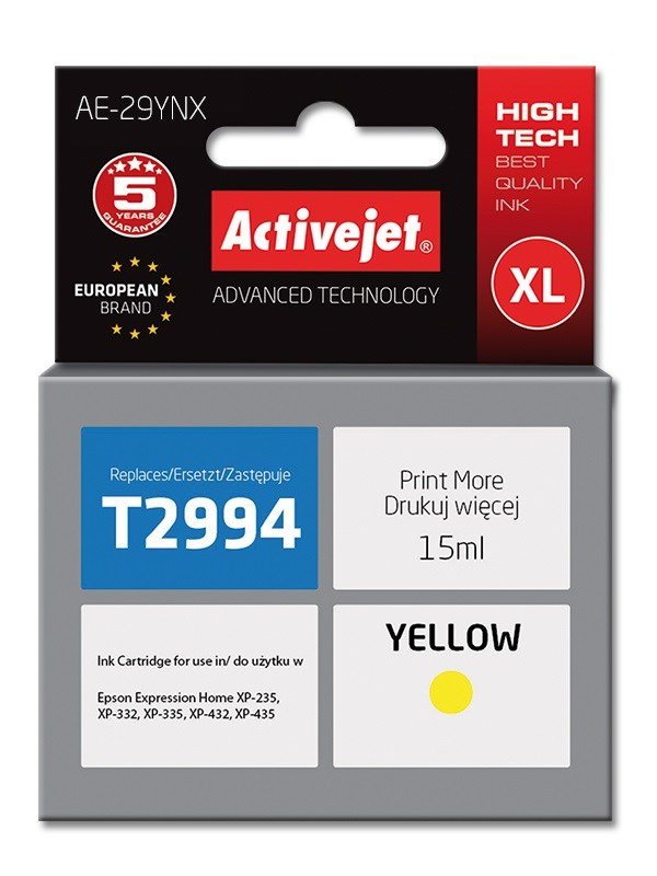 Activejet AE-29YNX blk (erstatning Epson 29XL T2994; Supreme; 15 ml; gul) #1