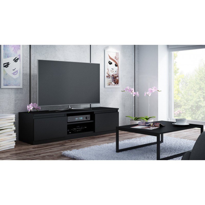 Topeshop RTV140 CZARNY TV stativ & underholdningscenter 2 hylder #2