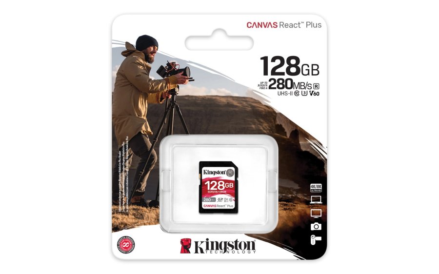 Kingston Technology 128 GB Canvas React Plus SDXC UHS-II 280R/100W U3 V60 til fuld HD/4K #3