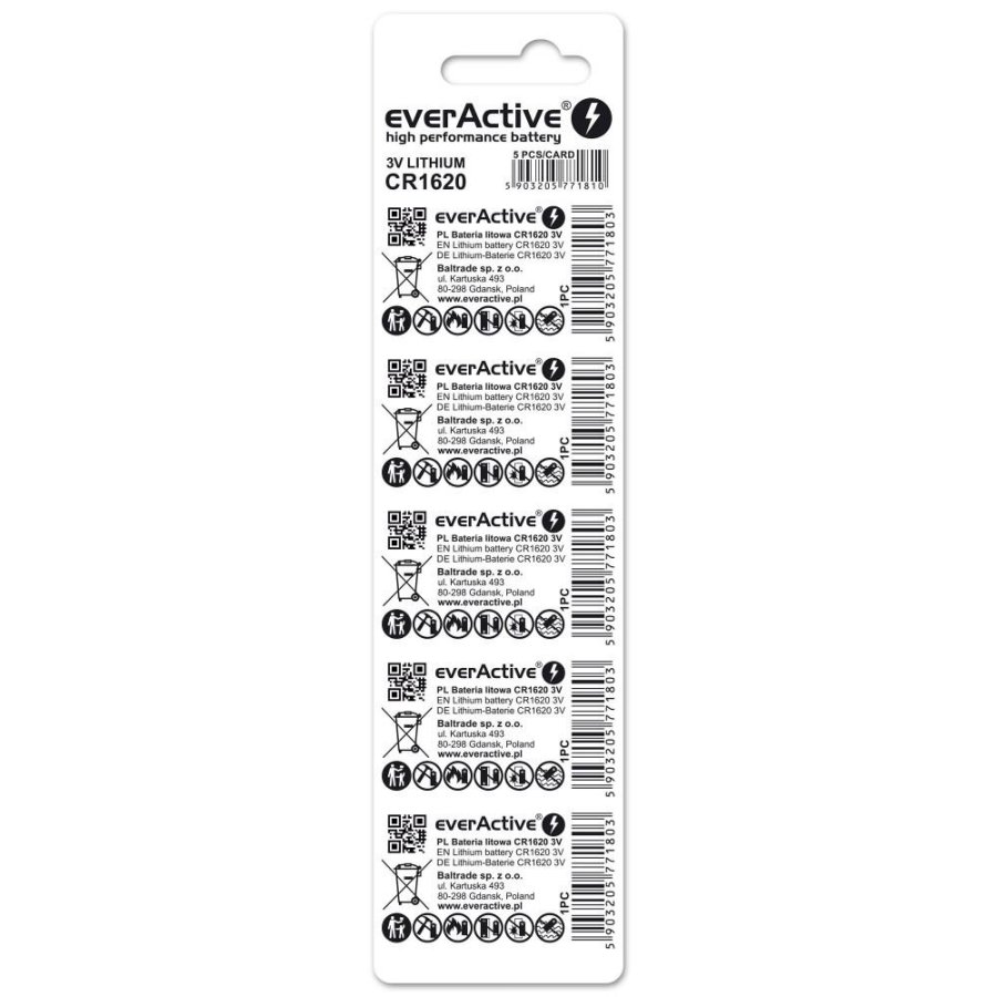 Mini everActive CR1620 lithiumbatteri i blister med 5 stk. #3