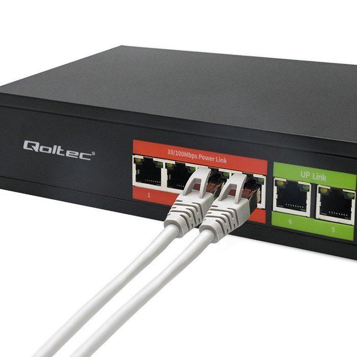 Qoltec 52289 HURTIG Ethernet PoE-SWITCH | 4x RJ45 PoE | 2x RJ45 Uplink | 65W | 10/100 Mb/s #3