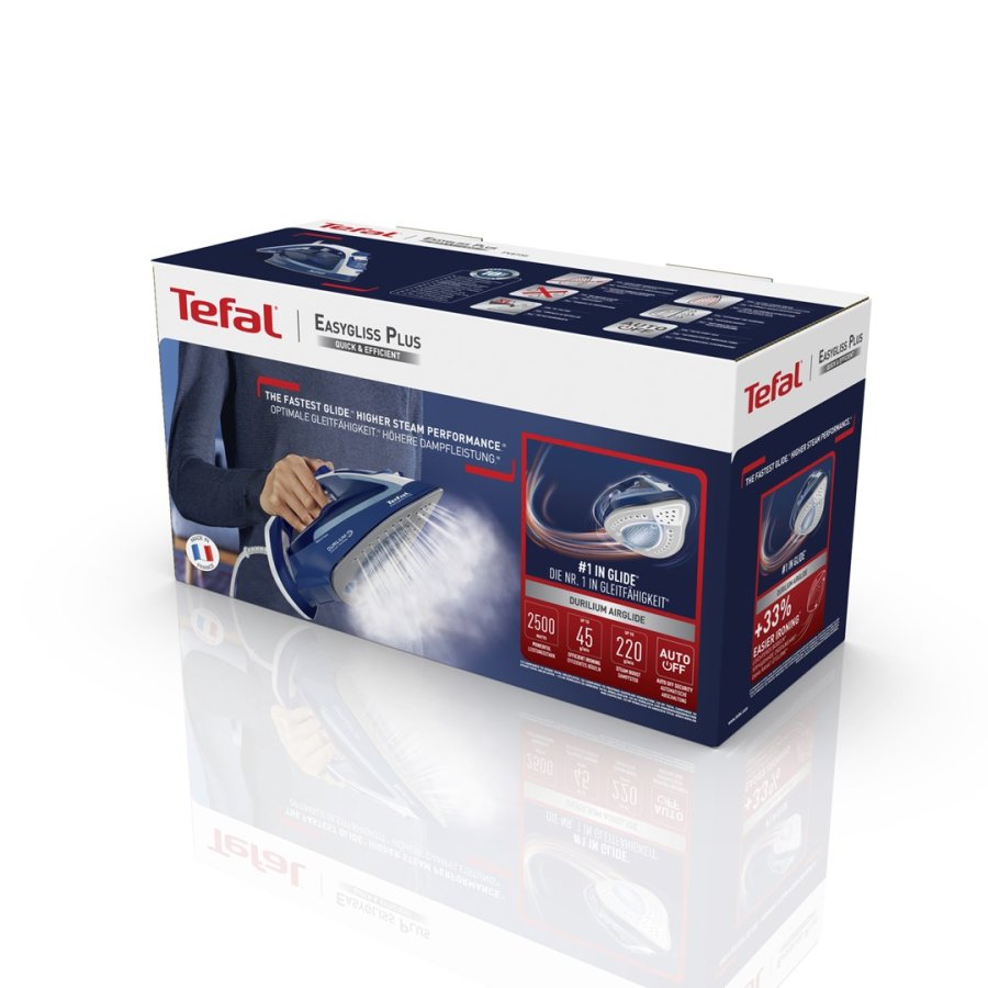 Tefal EasyGliss Plus FV5735 strygejern T�r & dampstrygejern Durilium stryges�l 2500 W Bl�, Hvid #5
