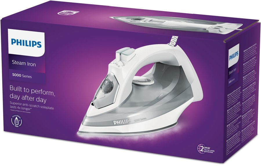Philips 5000 series DST5010/10 strygejern Dampstrygejern SteamGlide Plus strygesl 2400 W Gr, Hvid #4