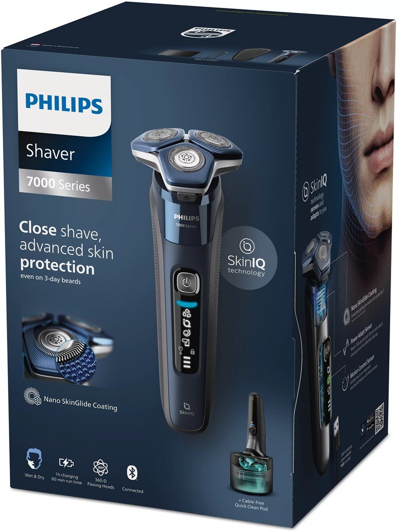 Philips SHAVER Series 7000 S7885/50 barbermaskine til ham Rotations shaver Trimmer Sort, Bl� #8