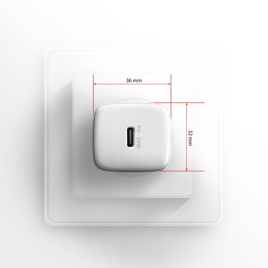 Axagon ACU-PD30W wall charger 1x QC3.0/AFC/FCP/PD type-C 30W white Mobiltelefon, Smartphone, SmartWatch, Tablet, Universel Hvid Vekselstrm Hurtig opladning Indendrs #7