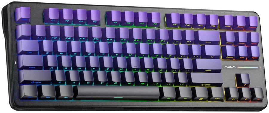 AULA Gasket F87 Pro Tastatur Sort Lilla GrayWoodV4 RGB #2
