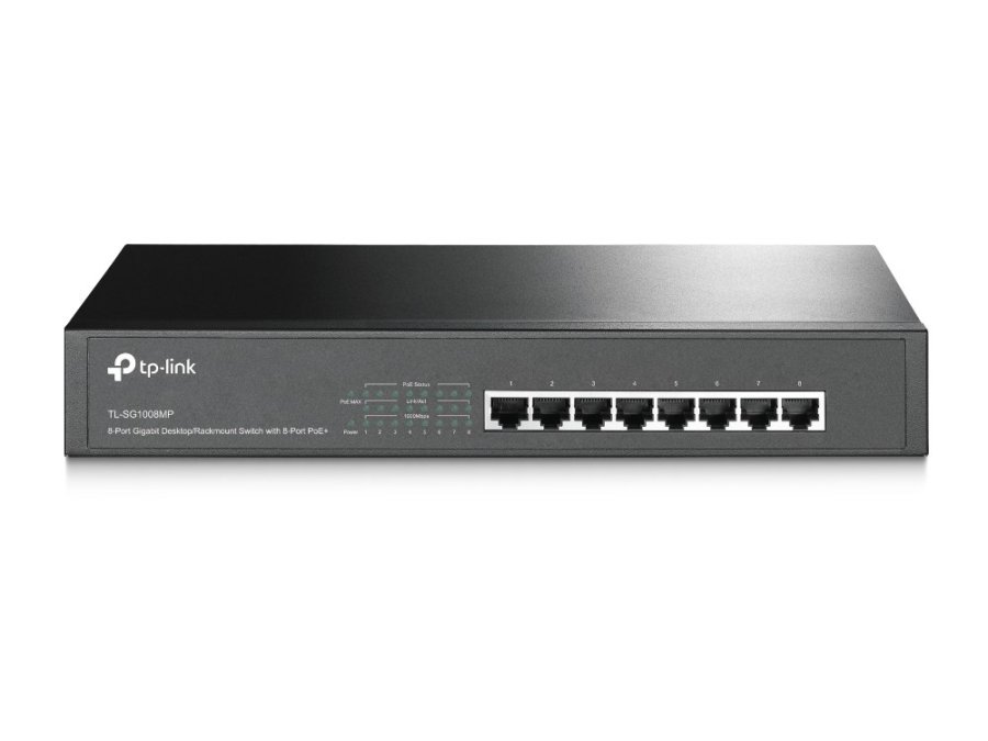 TP-Link TL-SG1008MP netv�rksswitch Ikke administreret Gigabit Ethernet (10/100/1000) Str�m over Ethernet (PoE) Sort #1