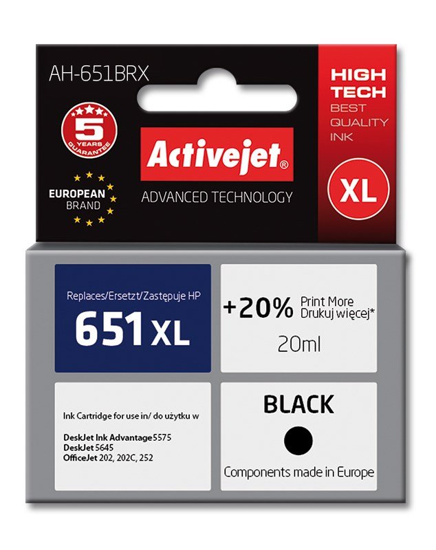 Activejet AH-651BRX blk (erstatning HP 651 C2P10AE; Premium; 20 ml; sort) #1