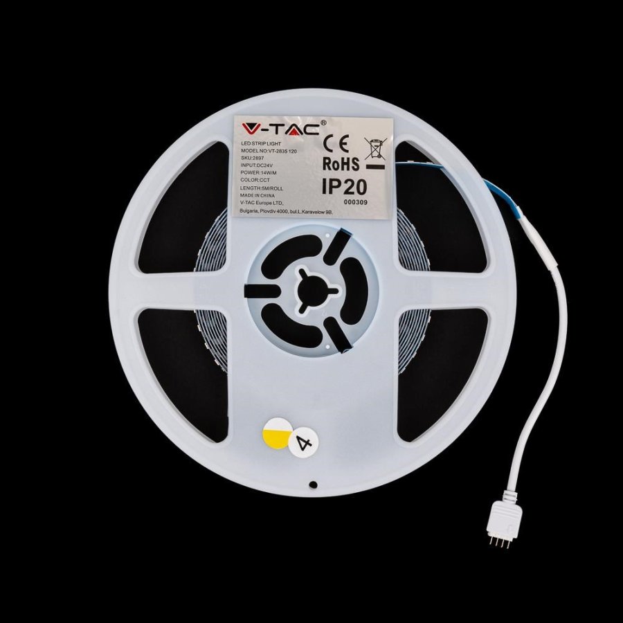 LED-strimmel V-TAC VT-2835 120 CCT 60LED 24V 14W/m 3000-6500K 1550lm (SKU 2897) #4