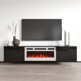 RTV LUXE-skab 182,6x34,5x37,5 sort/sort glans + hvid pejs #3