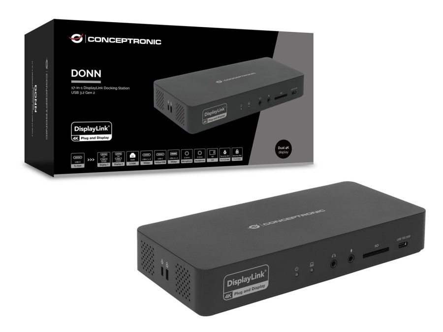 Conceptronic DONN31B dockingstation Ledningsf�rt USB 3.2 Gen 2 (3.1 Gen 2) Type-C Sort #6