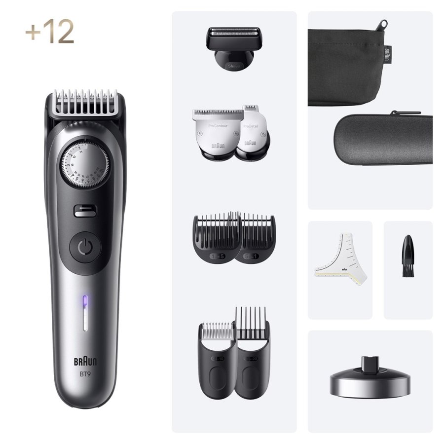 Braun BeardTrimmer 9 BT9560 skg trimmer Batteri 52 2 cm Vd og tr Sort, Slv #4