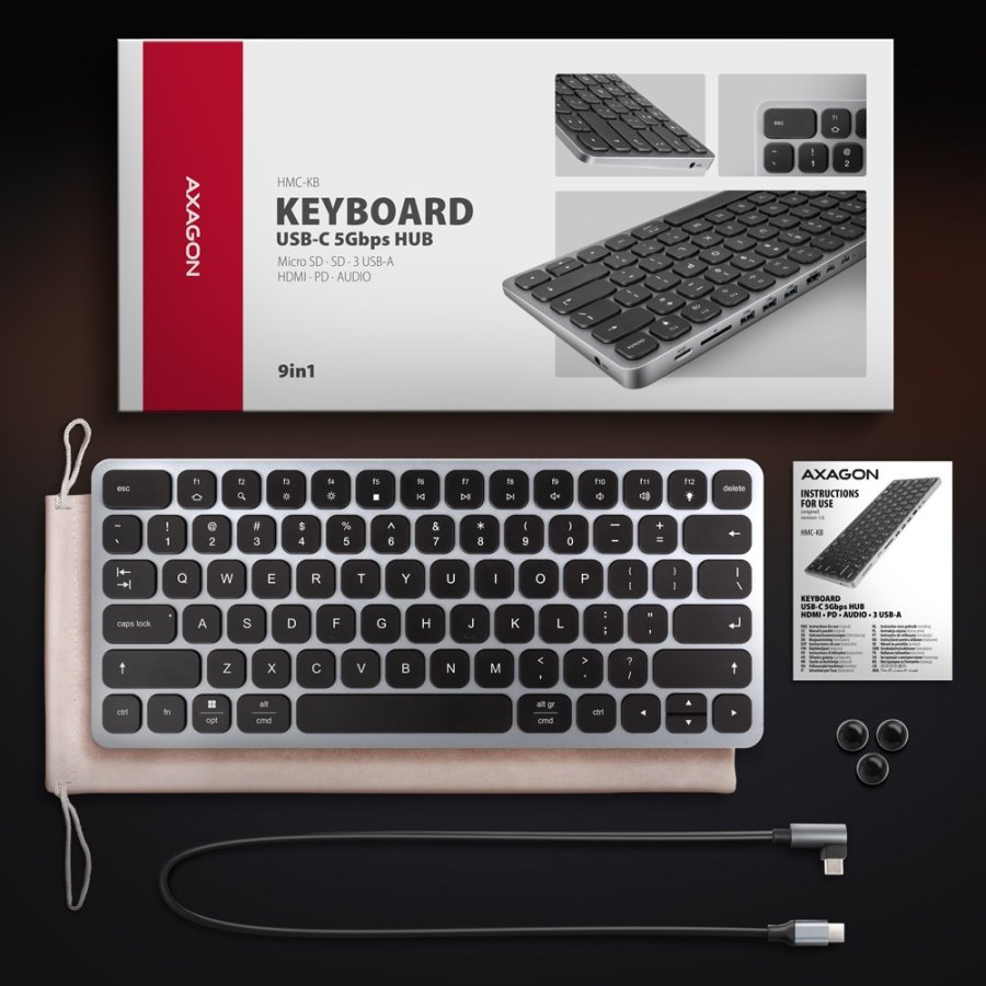 Axagon HMC-KB-US dockingstation Ledningsfrt USB 3.2 Gen 1 (3.1 Gen 1) Type-C Gr #10