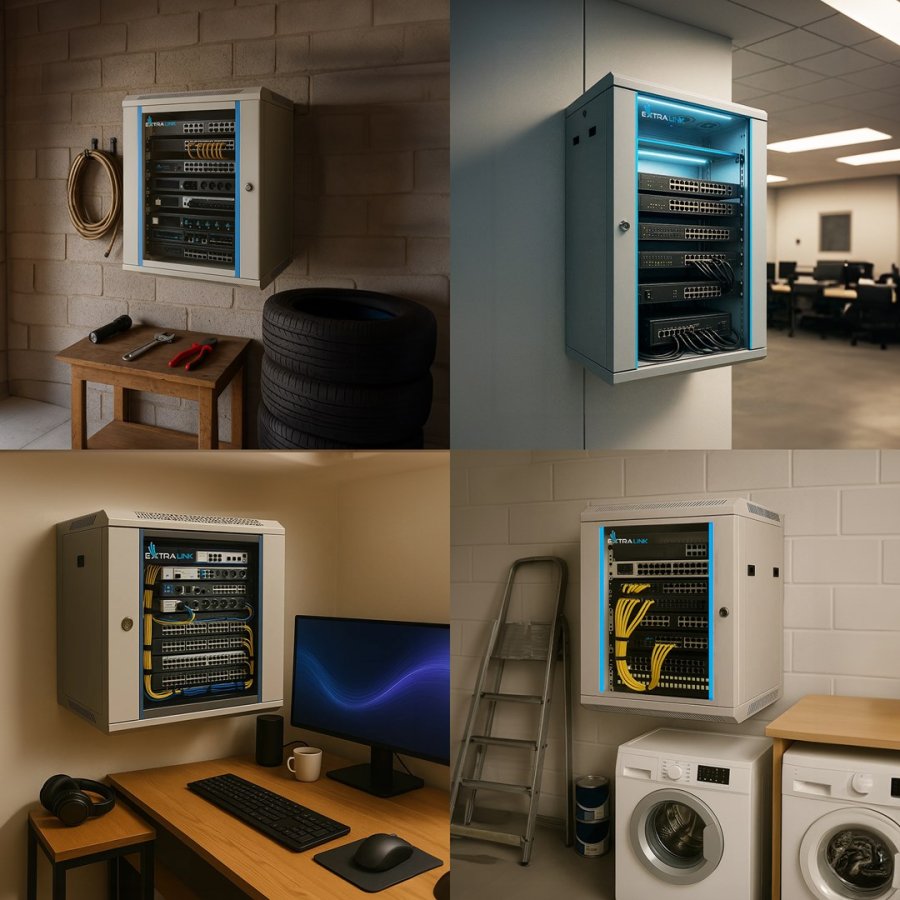 Extralink Cabinet rack EX.8574 400mm 600mm 450 mm hanging Openable 19'' 9U Vgmonteret stativ Gr #13