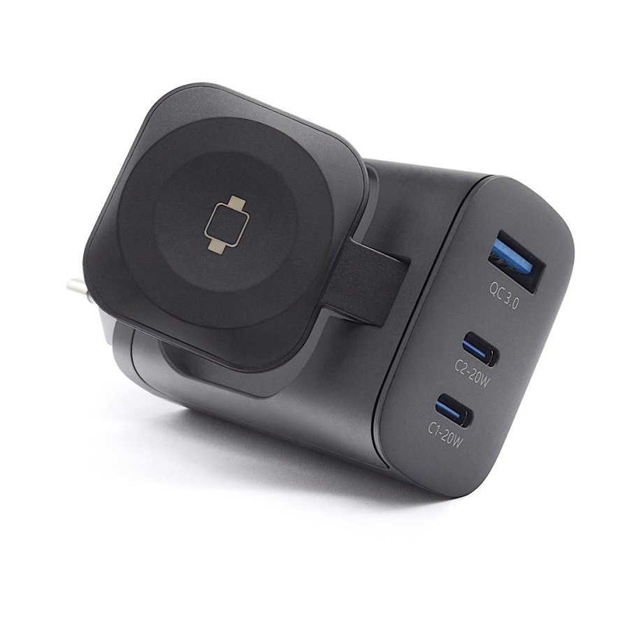 RealPower 450476 oplader til mobil enhed Str�mbank, SmartWatch, Tablet Sort Vekselstr�m Tr�dl�s opladning Hurtig opladning Indend�rs #1