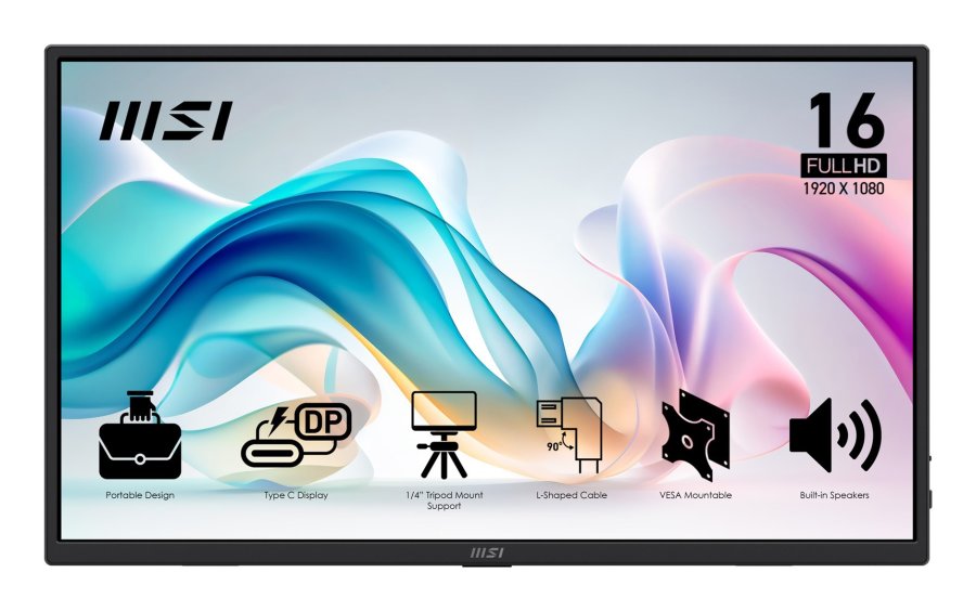 MSI PRO MP165DE E6 B�rbart tv og sk�rm B�rbar sk�rm Sort 39,6 cm (15.6