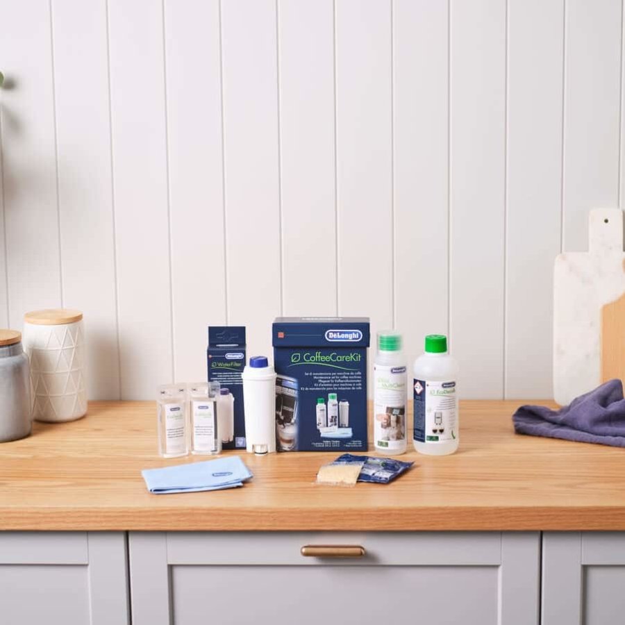 DeLonghi Coffee Care Kit, vedligeholdelsesst til kaffemaskiner med vandfilter, EcoDecalk, Eco MultiClean, mikrofiberklud, vandhrdhedstestpind. #5