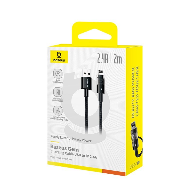 Baseus Gem USB til IP 2.4A hurtigopladningskabel 2 m Sort #6