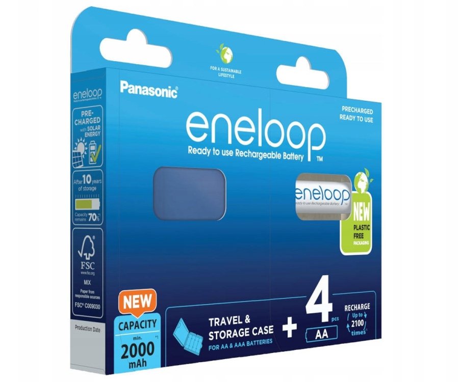 Genopladelige batterier PANASONIC ENELOOP AA 2000 mAh 4 szt + kasse (BK-3MCDE/4CP+CASE) #1
