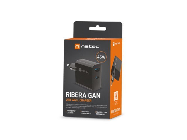 NATEC RIBERA GAN CHARGER 1x USB-A + 1x USB-C 45W SORT #2