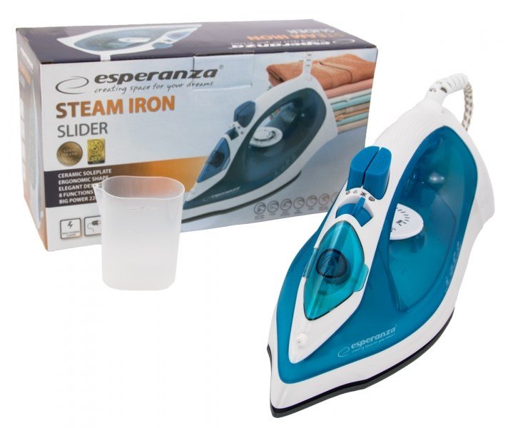 Esperanza EHI002 strygejern Dampstrygejern Keramisk strygesl Bl, Hvid 2200 W #4