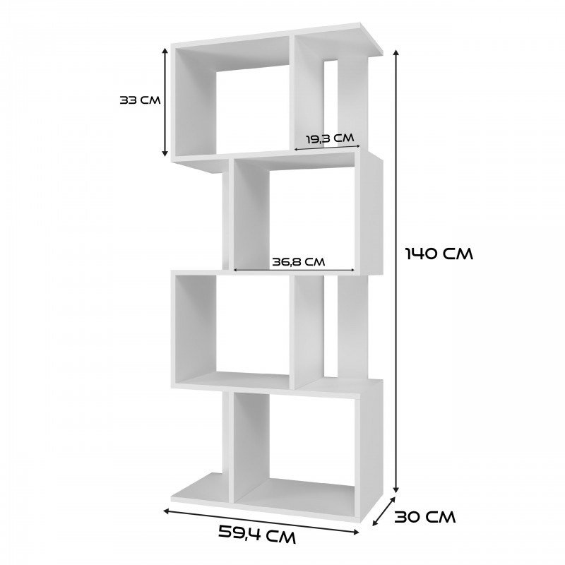 Reol FIESTA 4P 59,5x30x140 cm, hvid #10