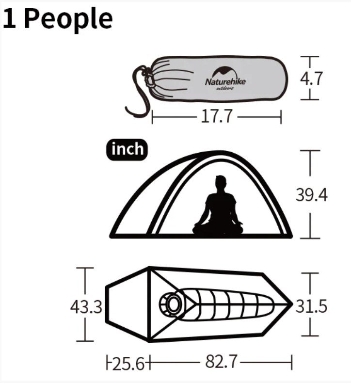 Naturehike skytelt UP 1 20 D Opdateret NH18T010-T-Forest green #6