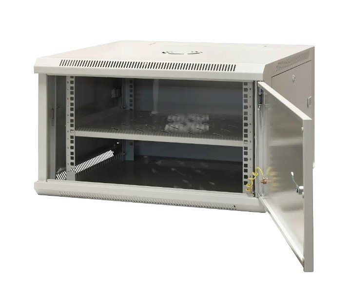 EMITERNET Single-wall hanging cabinet 19'' 6U, full sheet metal doors, 600�600�370mm width/depth/height. EM/AP6606-B #1