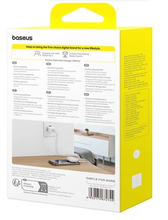 Baseus Palm Universel Hvid Vekselstr�m Hurtig opladning Indend�rs #6