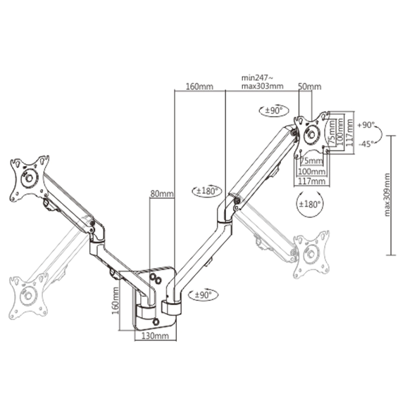 Gembird MA-WA2-01 skrmbeslag og -stativer 68,6 cm (27
