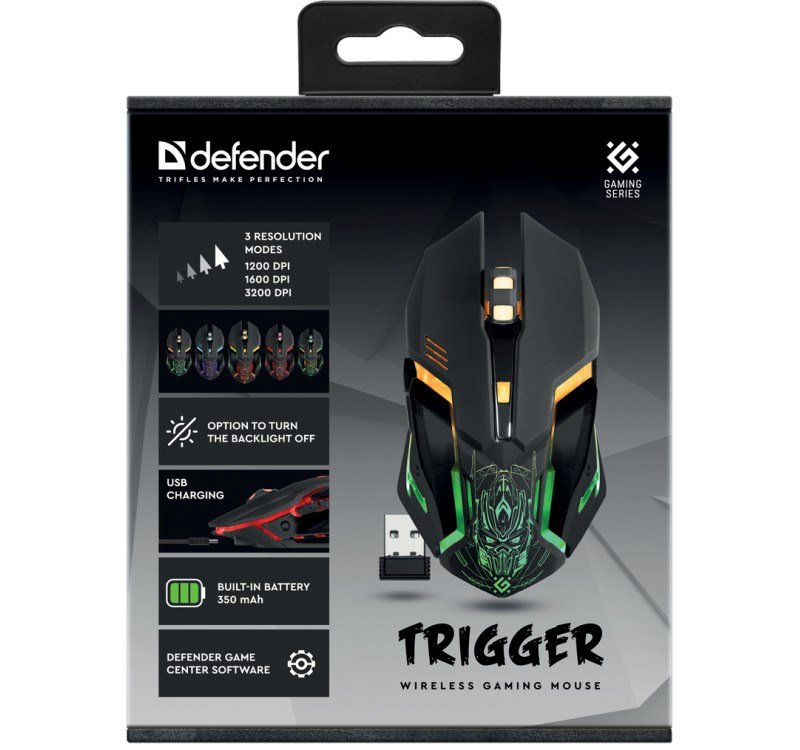 DEFENDER MICE GM-934 TRIGGER OPTIC RF FREE 3200dpi 7P #4