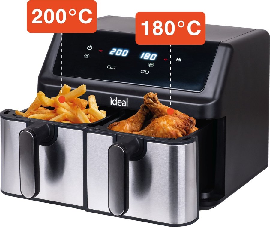 IDEAL fritéza bez tuku, dvojitá horizontální 9l, 8 funkcí - včetně sušení potravin #6