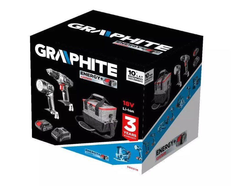 Graphite batteridrevet vrktjsst boremaskine/driver, lommelygte, taske, Energy+ 18V batteri og oplader #5