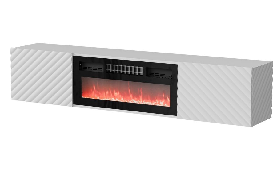 Cama RTV-skab LARA 183x35x37 hvid mat + sort pejs #1
