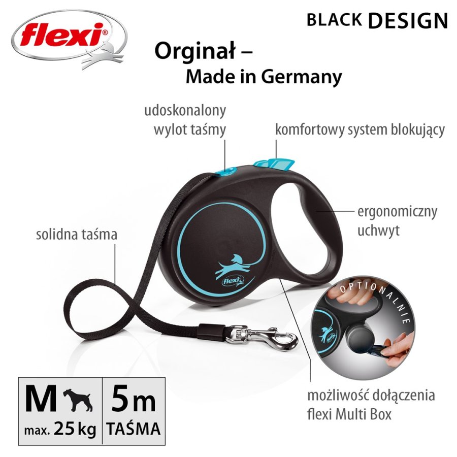 Flexi Automatisk snor Black Design M 5 m, Bl #2