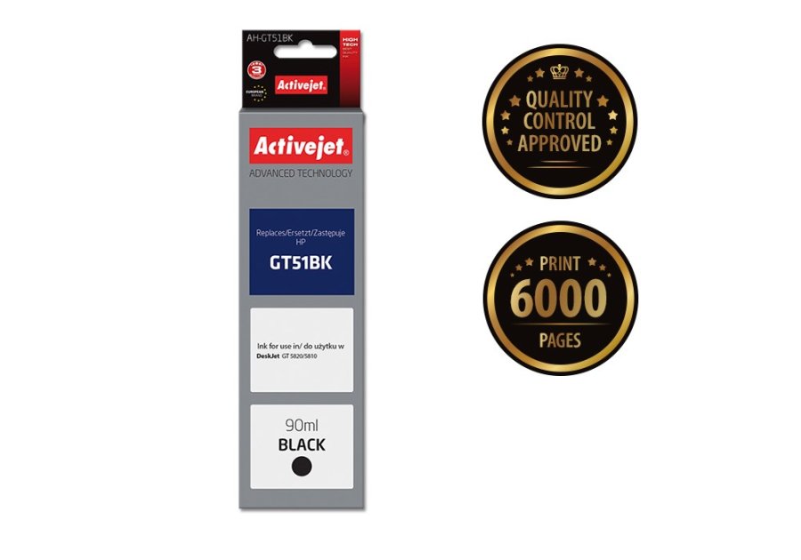 Activejet AH-GT51Bk Ink (erstatning HP GT51BK M0H57AE; Supreme; 90 ml; sort) #2