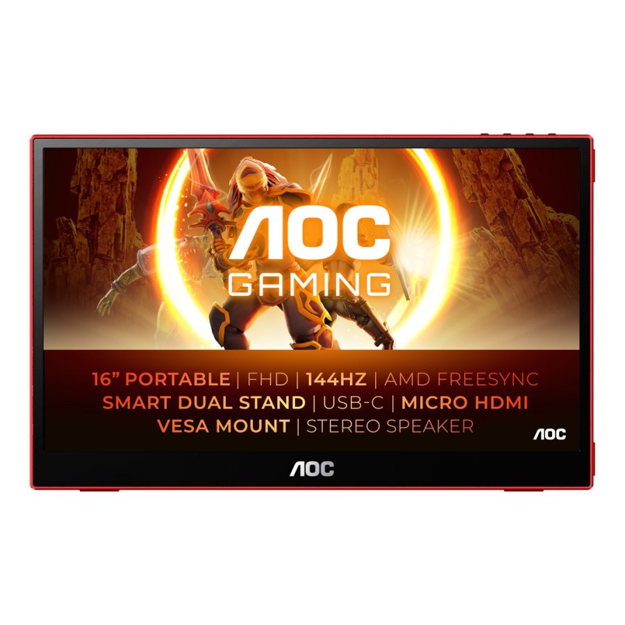 AOC 16G3 Brbart tv og skrm Brbar skrm Sort, Rd 39,6 cm (15.6