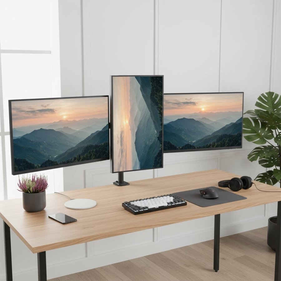 Maclean-holder til 3 sk�rme, gasfjeder, 17�-27�, 2-8 kg, sort, MC-137 #4