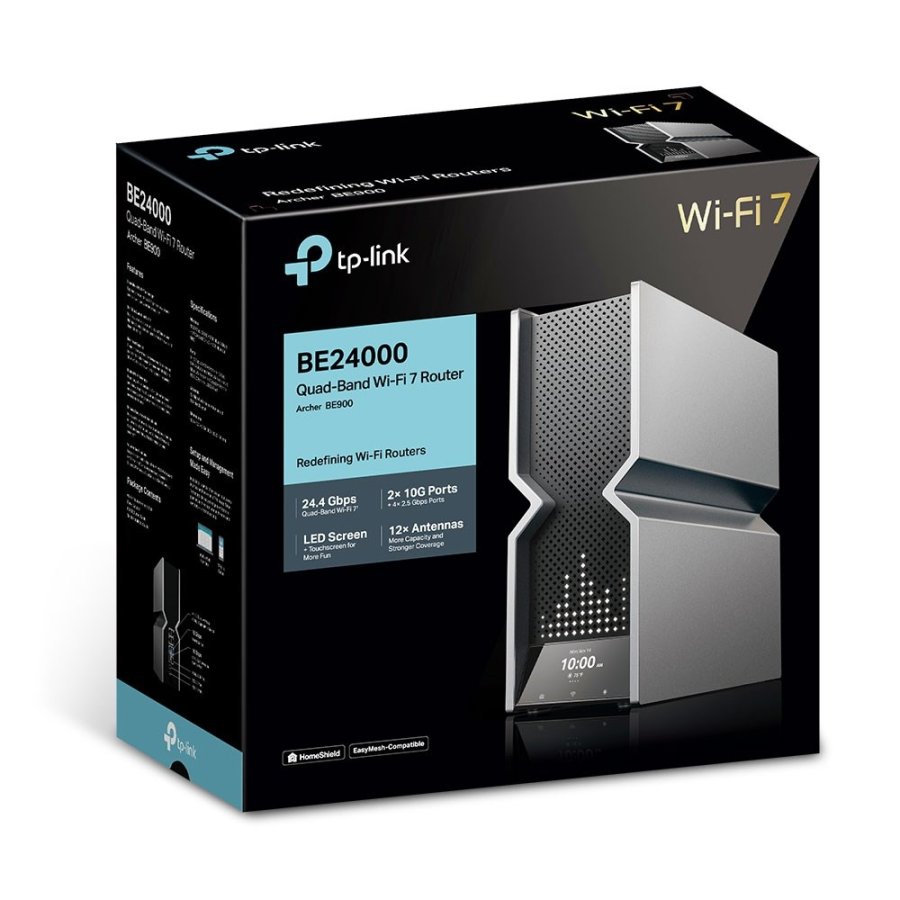 TP-Link Archer BE900 tr�dl�s router Multi-Gigabit Ethernet Quad-band (2.4 GHz / 5 GHz-1 / 5 GHz-2 / 6 GHz) Sort, Gr� #6