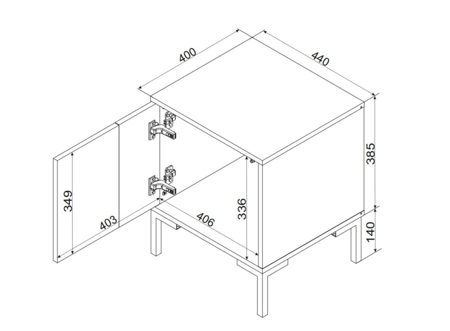 Cama Sengebord 2 stk MERCI 44x40x52,5 sort/eg artisan #4