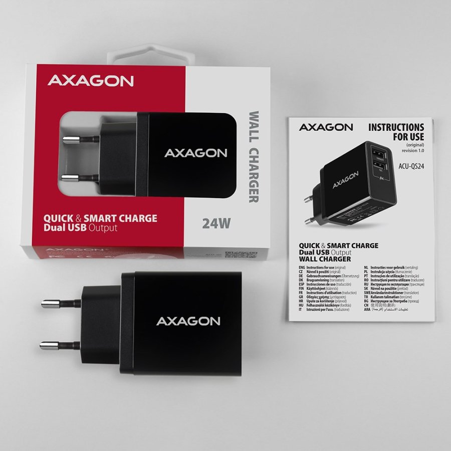 Axagon ACU-QS24 oplader til mobil enhed Smartphone Sort Vekselstrm Hurtig opladning Indendrs #11
