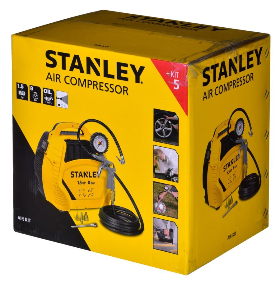 Oliefri kompressor AIR KIT OL 1,1KW 8 BAR STANLEY #7