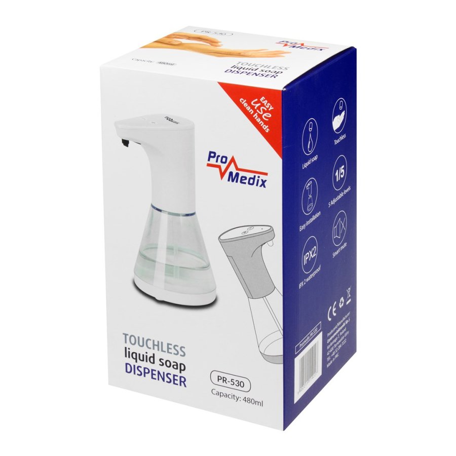 Automatisk dispenser til flydende sbe, desinfektionsmidler og geler Promedix PR-530 480 ml til 4 AA-batterier #16