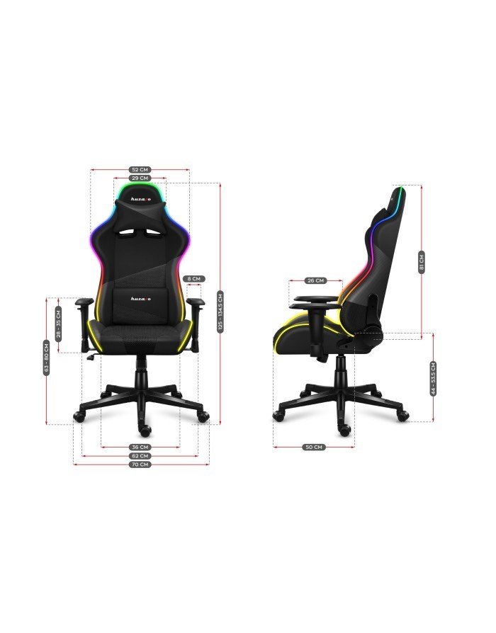 Huzaro Force 6.2 RGB PC gamingstol Spand (vugge) sde Sort #13