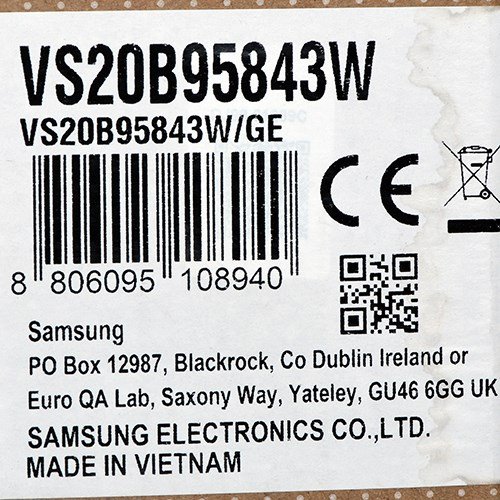 Samsung VS20B95843W hndholdt stvsuger Sort, Krom, Hvid Stvpose #106
