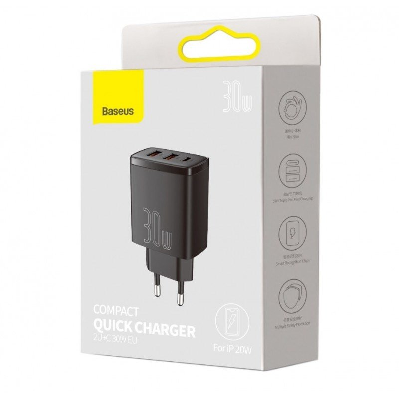 Baseus CCXJ-E01 oplader til mobil enhed Smartphone, SmartWatch, Tablet Sort Vekselstrm Hurtig opladning Indendrs #5