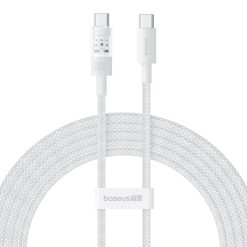 Baseus Gem USB C til USB C hurtigopladningskabel 2 m 100 W Hvid #1